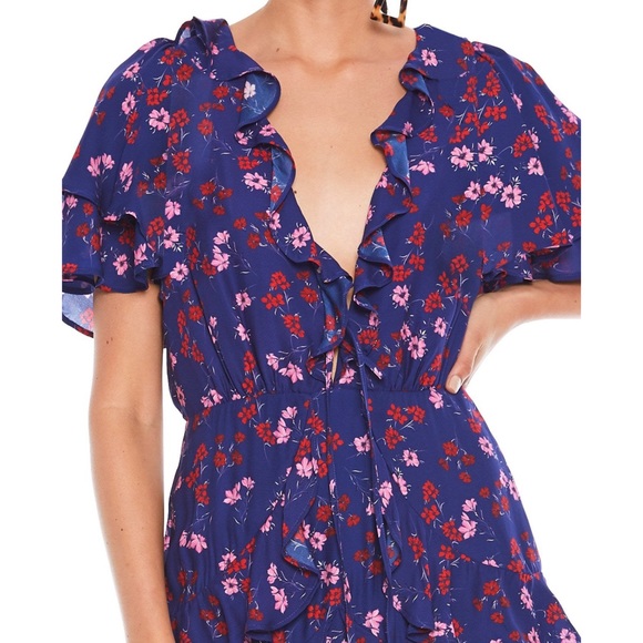 TALULAH The Yearning Ruffle Blue Midi Dress - Picture 5 of 16